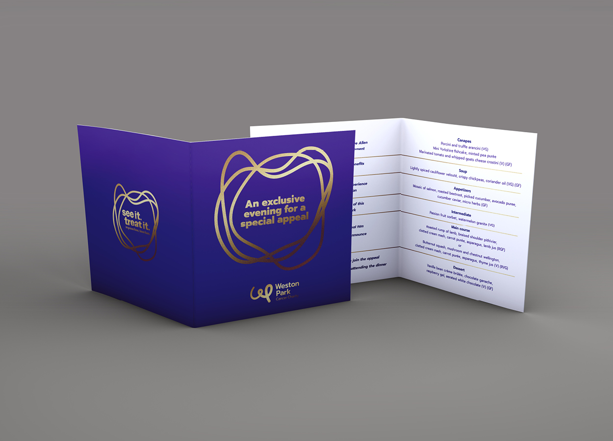 Weston Park Cancer Charity printed fundraising materials designed by Dunstar Creative