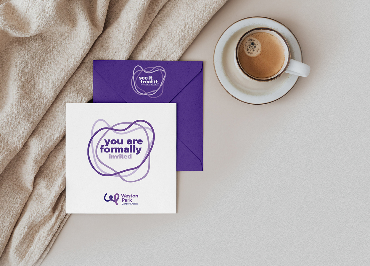 Weston Park Cancer Charity fundraising envelope design created for campaign communications