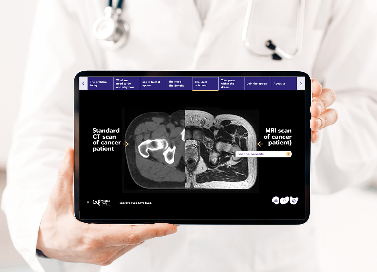 Weston Park Cancer Charity MRI scanner fundraising appeal design