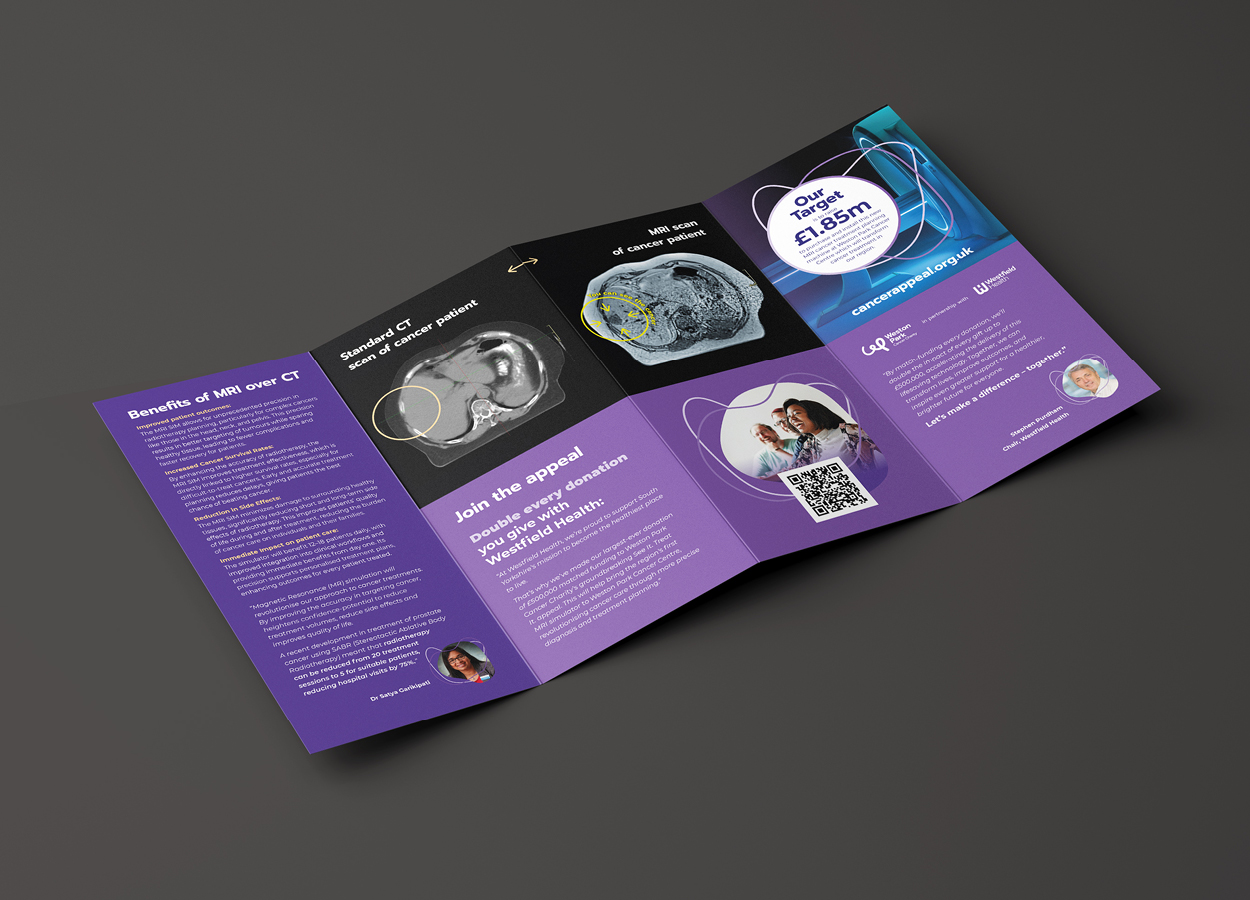 Weston Park Cancer Charity printed folded campaign leaflet