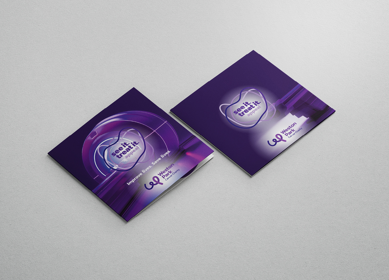 Weston Park Cancer Charity printed square campaign brochure