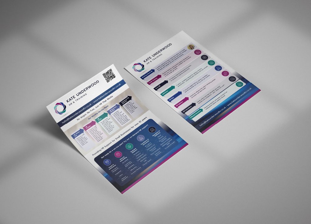 Engaging leaflet design and artwork for Kate Underwood HR & Training by Dunstar Creative
