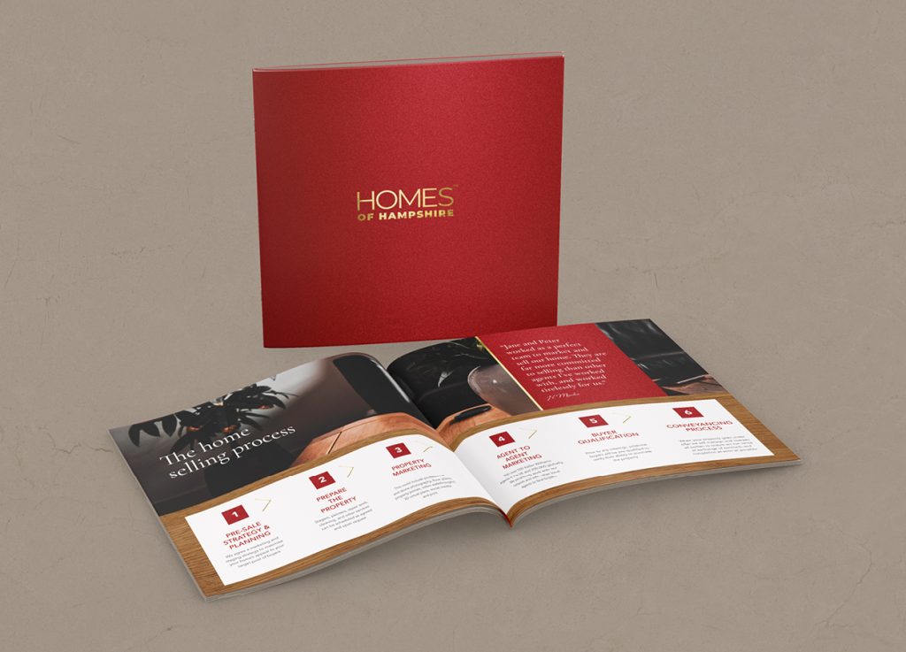 Premium brochure layout and visual direction for Homes of Hampshire by Dunstar Creative