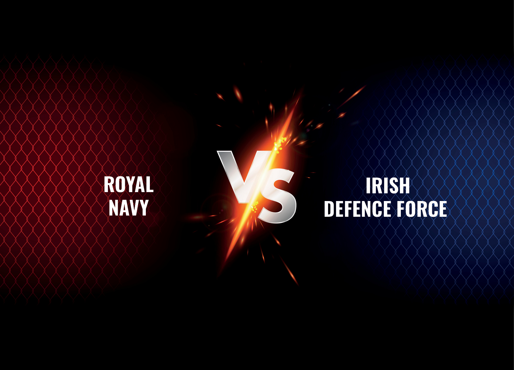Royal Navy vs Irish Defence Force boxing event graphic created by Dunstar Creative for RNPTBA 2026