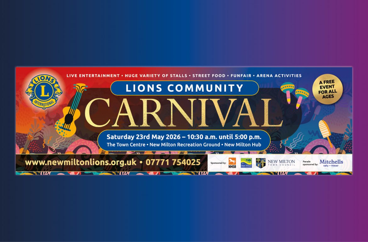 Large 3-metre banner displayed around town to promote the Lions International carnival by Dunstar Creative