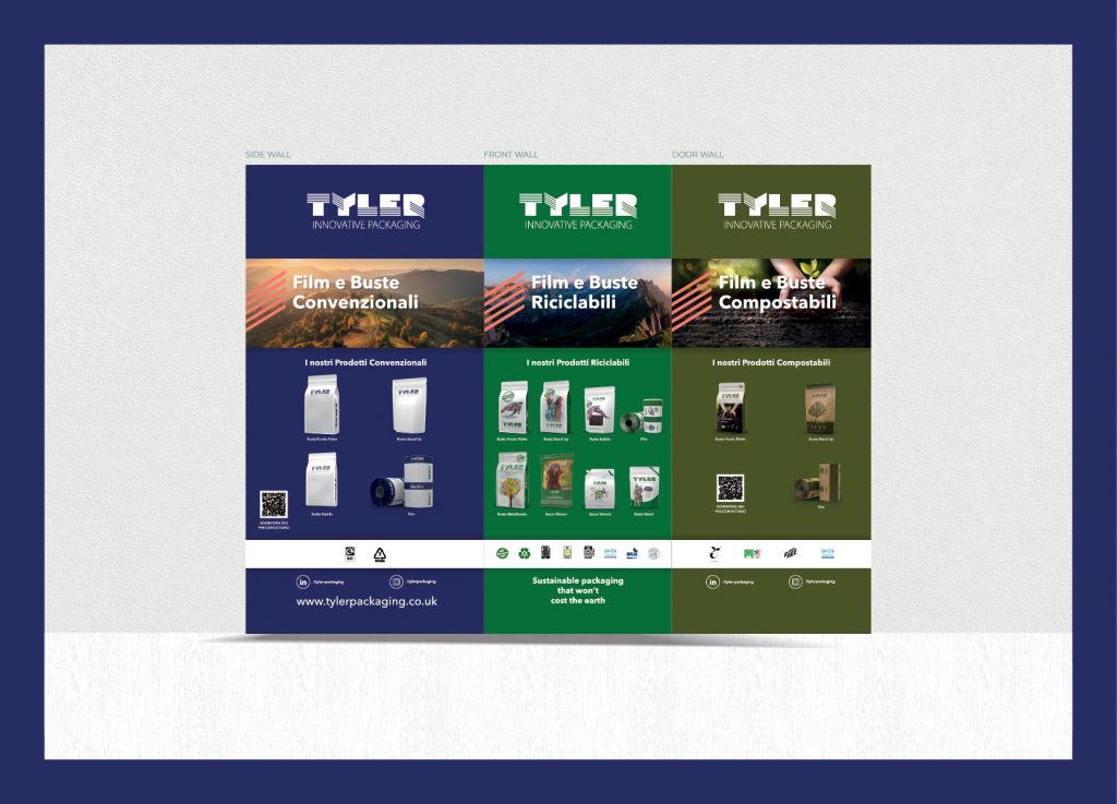 Tyler Packaging exhibition graphics at Marca 2026, designed by Dunstar Creative, attracting visitors